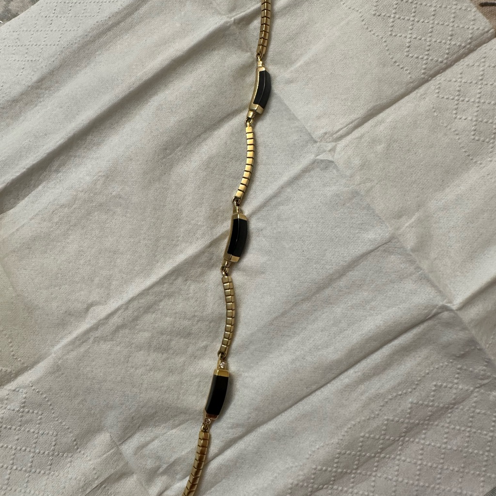 18k Real Yellow Gold Diamond Fancy Bracelet Custom Made Unisex